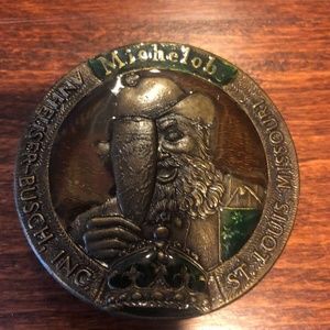 Vintage Bergamot Brass Works Michelob/Anheuser Busch Belt Buckle Enameled